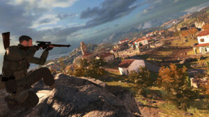 Sniper overlooking Italian landscape