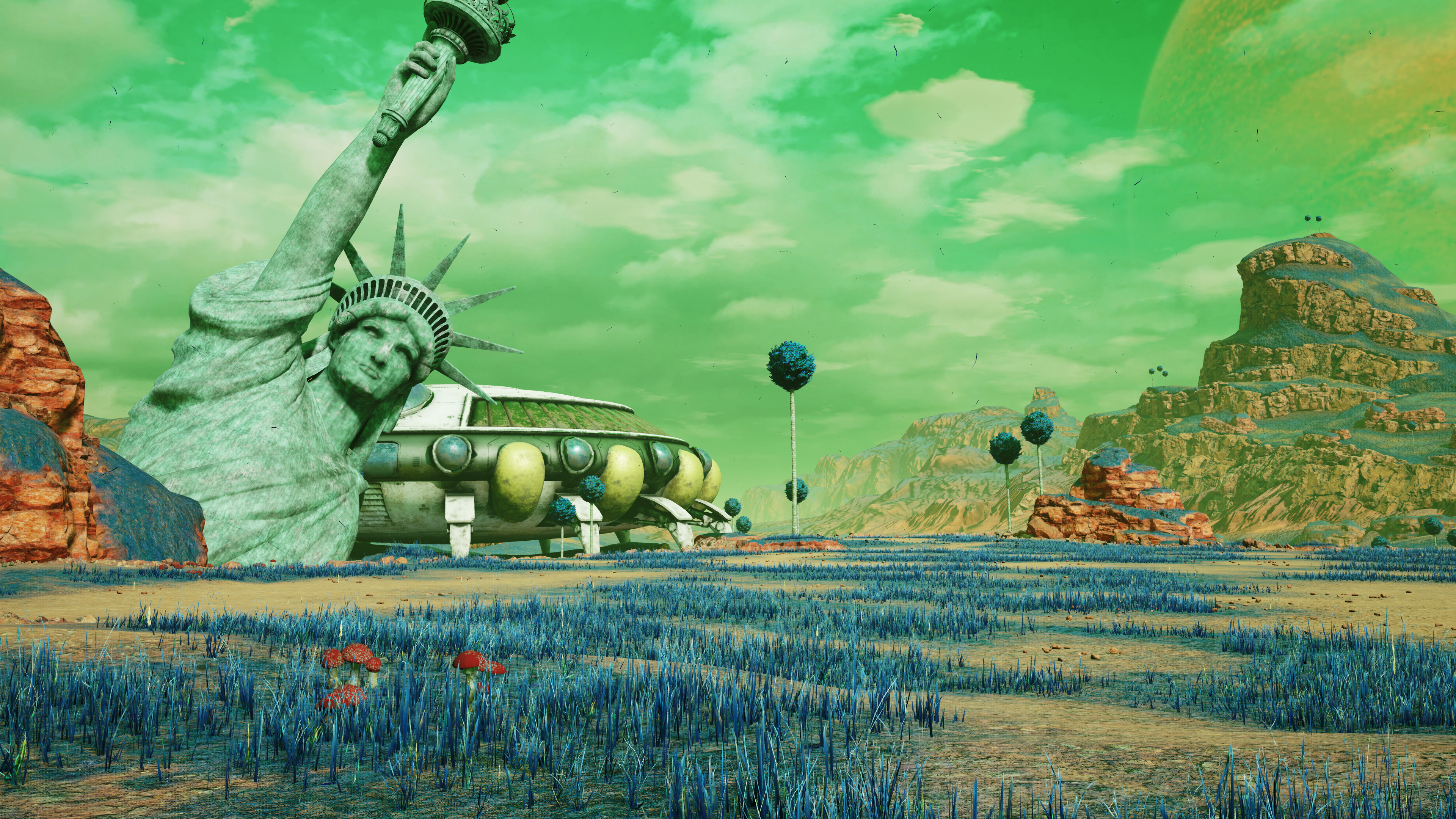 The Statue of Liberty sank into the ground on Namek