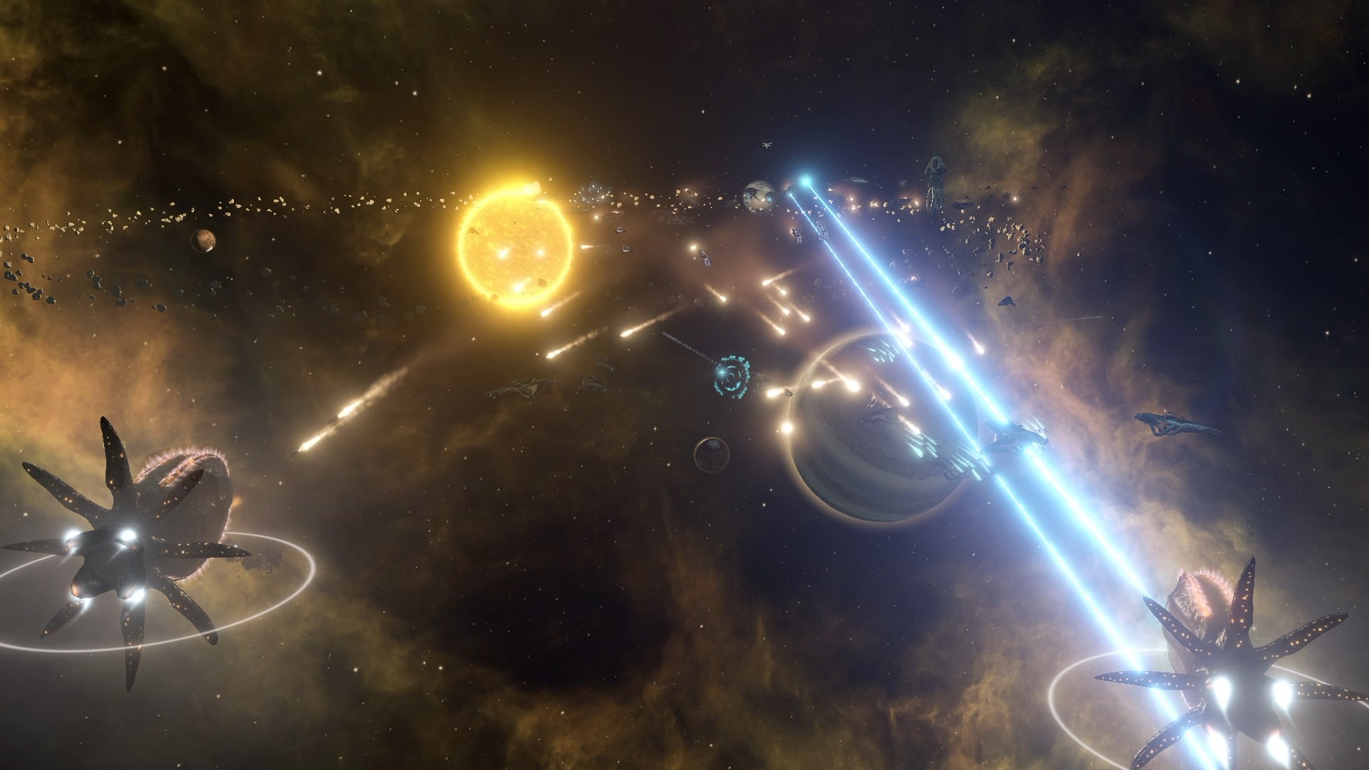 Screenshot of a space battle