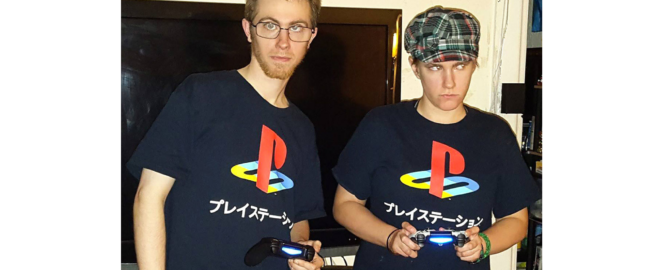 Kim and Ken Jones with Playstation T-Shirts
